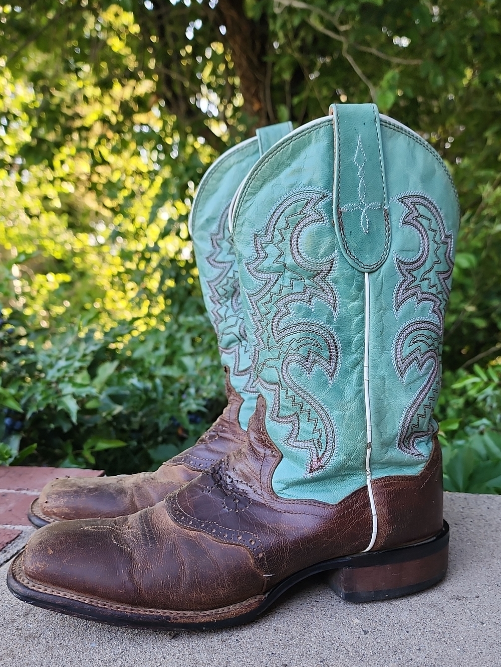 Dan Post Womens San Michelle Sand And Teal Leather Boots